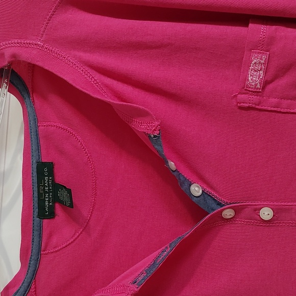 Ralph Lauren fuchsia long sleeve henley tee - Picture 2 of 4